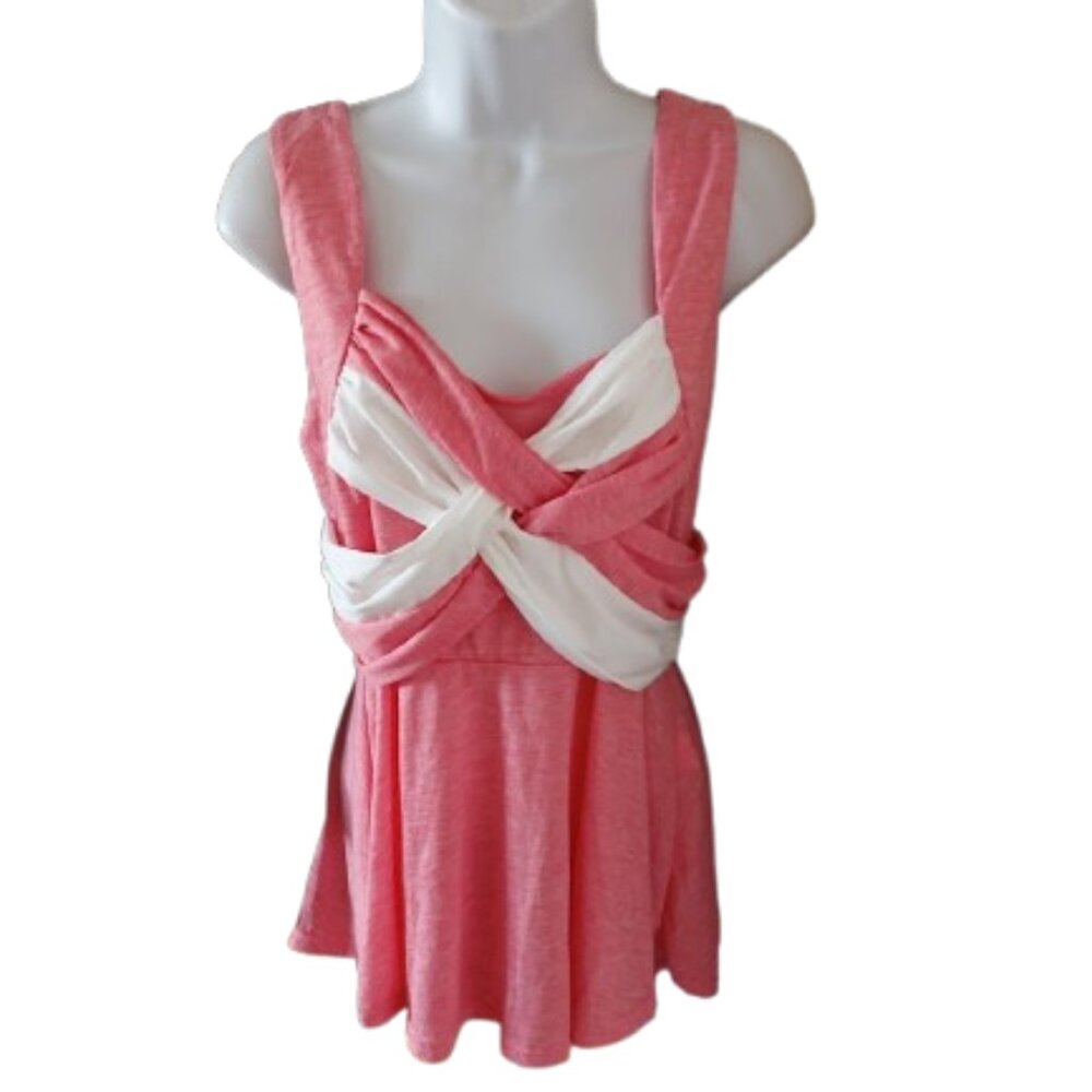 Pink and White Bandeau Style Sleeveless Top Size Large  NEW NWT